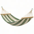 Amaca 200 x 100 cm in cotone verde e crema - sospesa a righe per esterno