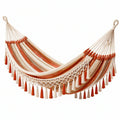 Amaca 200 x 100 cm in cotone beige e arancione con frange stile bohémien
