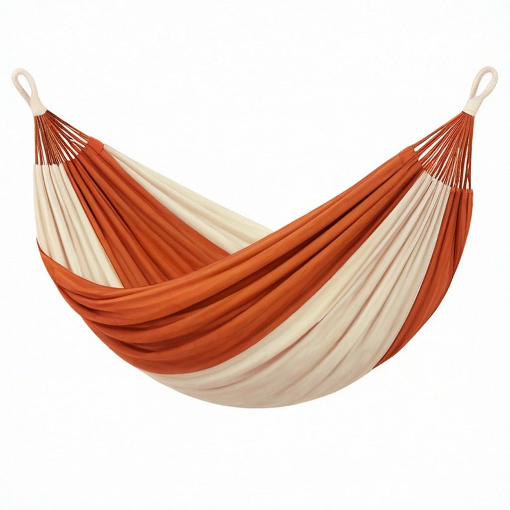Amaca 200 x 150 cm in cotone arancione e crema - sospesa per relax
