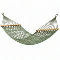 Amaca sospesa 200 x 80 cm in corda verde con barre in legno per giardino