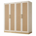 Armadio guardaroba 180 x 60 x 200 cm in pannelli a base di legno avorio/naturale con 4 ante stile contemporaneo