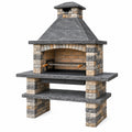 Barbecue da giardino 150 x 75 x 230 cm in pietra grigio beige con griglia regolabile