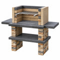 Barbecue da giardino 160 x 70 x 190 cm in pietra beige e grigio con griglia in acciaio inox