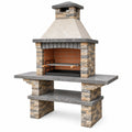 Barbecue da giardino 160 x 70 x 220 cm in muratura grigio/beige con griglia per cottura all'aperto