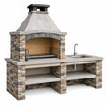 Barbecue da esterno 180 x 70 x 240 cm in pietra grigio beige con lavello e griglia