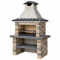 Barbecue da giardino 120 x 70 x 220 cm in pietra grigio beige con griglia regolabile stile rustico
