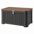 Baule contenitore da esterno 100 x 50 x 55 cm in resina nero e marrone con chiusura a scatto