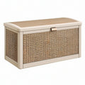 Cassapanca contenitore 100 x 50 x 55 cm in resina beige con pannelli intrecciati per esterno