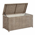 Cassapanca contenitore da esterno 120 x 50 x 60 cm in polyrattan grigio tortora con coperchio sollevabile