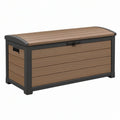 Cassapanca da esterno 120 x 60 x 65 cm effetto legno marrone e nero con coperchio