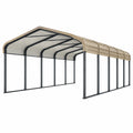 Tettoia autoportante 600x300x270 cm in acciaio beige e antracite per posto auto