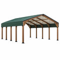 Tettoia auto 600 x 300 x 270 cm in legno e acciaio verde - copertura da esterno a doppia falda