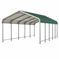 Tettoia per auto 500 x 300 x 240 cm in acciaio verde con copertura inclinata